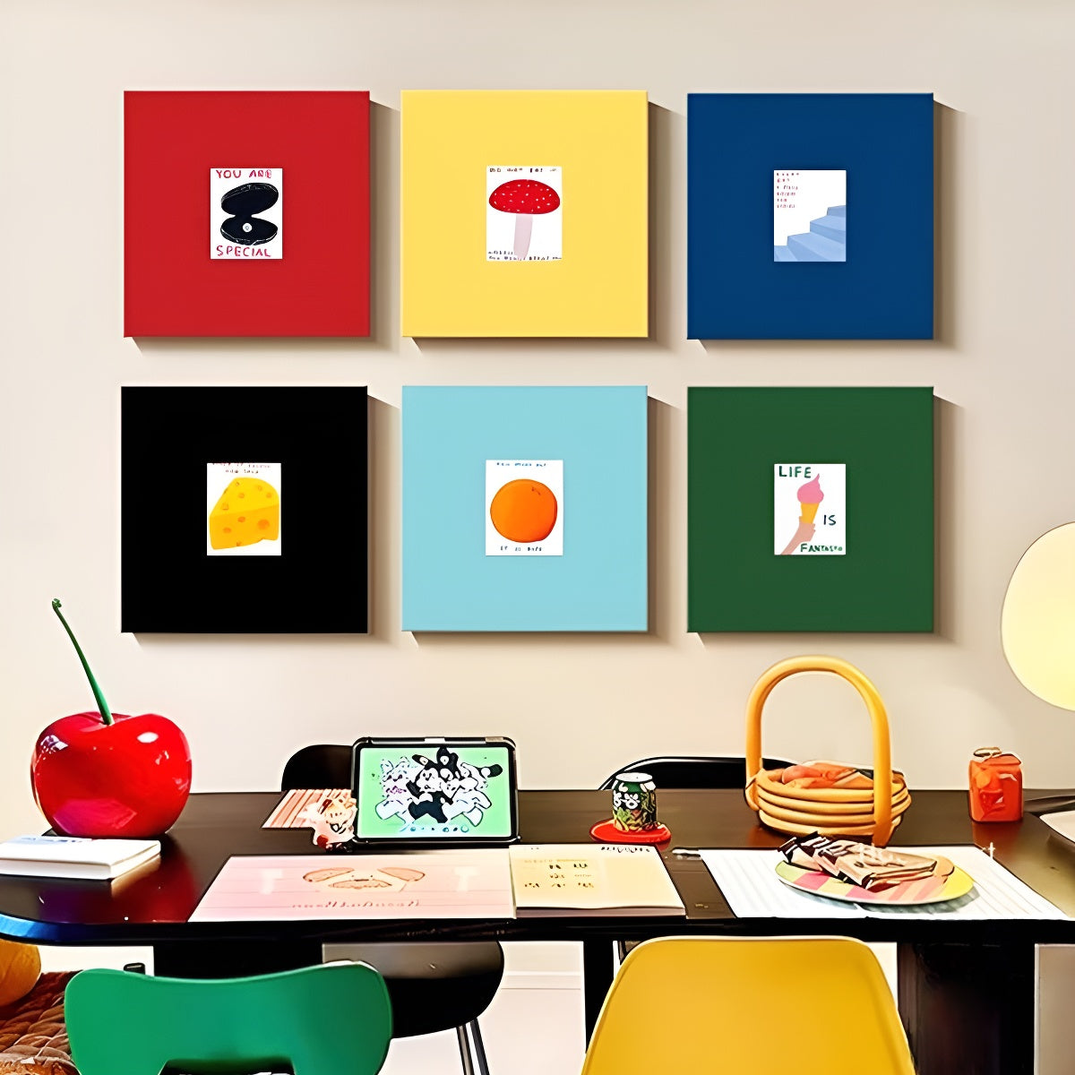 Modern Dopamine Color Wall Art Painting Set