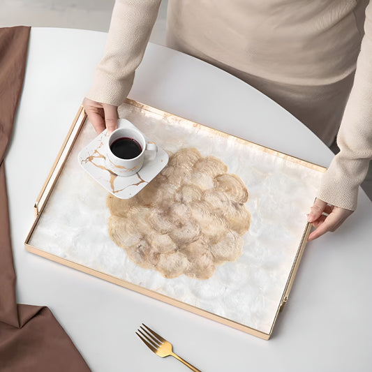 Golden Metal Frame Shell Tray