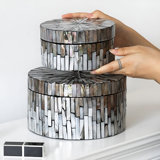 Iridescent Black Shell Mosaic Storage Box